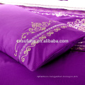 Alibaba China suppliers 300TC cotton purple embroidery bedding set